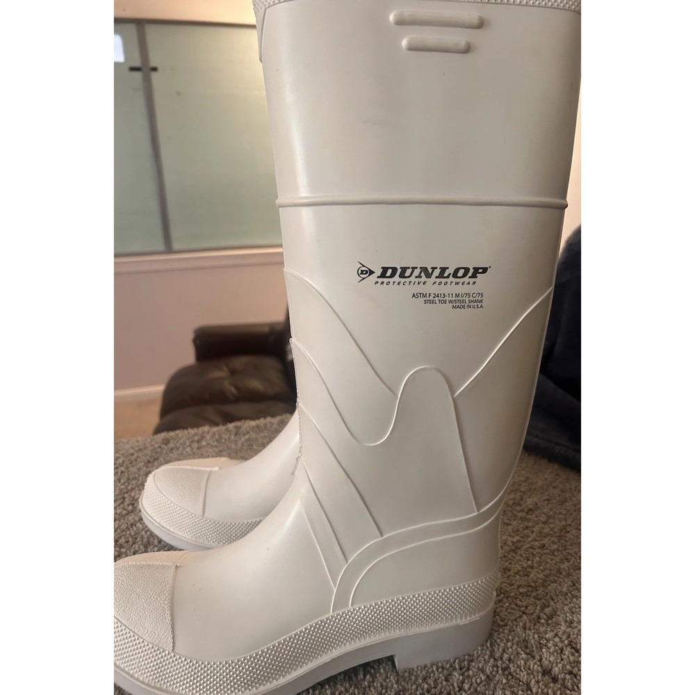 Dunlop Protective Steel Shank Toe Rubber Boot 16" White Men's 8 Women's 10 Work